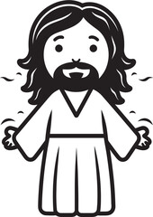 Heavenly Light Cartoon Jesus Logo in Vector Peaceful Guardian Black Vector Jesus Icon