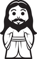 Merciful Savior Cute Jesus in Black Eternal Love Black Vector Jesus Icon