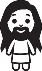 Blessed Comfort Cartoon Jesus in Black Sacred Grace Black Vector Jesus