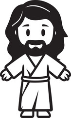 Obraz na płótnie Canvas Divine Compassion Cute Jesus in Black Logo Merciful Savior Cartoon Jesus Vector Icon