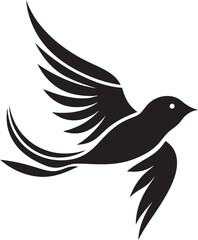 Fluttering Wings Cute Black Bird Logo Airborne Elegance Flying Bird Vector Icon