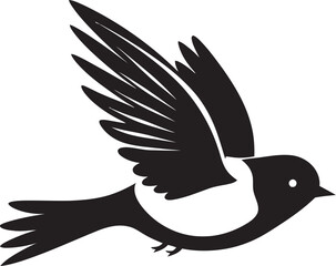 Feathered Elegance Black Logo Icon Upward Majesty Cute Vector Bird Design