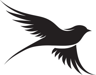 Graceful Avian Soar Black Logo Icon Design Elegant Flight Fantasia Cute Bird Vector