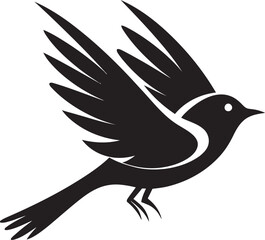 Whimsical Winged Charm Black Iconic Design Aerial Euphoria Cute Flying Bird Logo