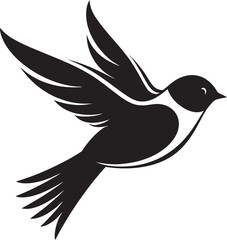 Ethereal Wingspan Black Vector Bird Icon Radiant Avian Glide Cute Flying Icon