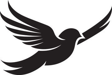 Radiant Avian Glide Cute Flying Icon Upward Joyful Soar Black Logo Bird Design