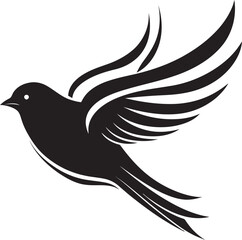 Obraz premium Elegant Avian Flight Black Vector Icon Airborne Euphoria Cute Black Bird Logo