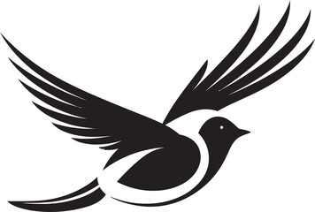 Soothing Flight Symphony Black Bird Icon Serene Avian Glide Cute Vector Design
