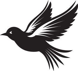 Skyward Euphoria Flying Bird in Black Flight of Fancy Cute Black Bird Logo