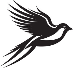 Serene Avian Glide Cute Vector Design Majestic Wingspan Black Logo Bird