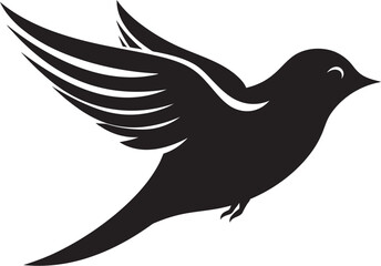 Aerial Delightful Charm Cute Flying Bird Ethereal Feathered Grace Black Vector