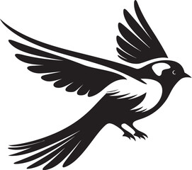 Chirpy Flight Euphoria Cute Black Icon Elegant Aerial Fantasia Black Vector Bird