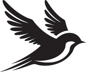 Majestic Feathered Charm Black Bird Logo Aerial Wingspan Delight Cute Vector Icon