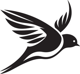 Upward Winged Symphony Cute Bird Logo Chirpy Aerial Delight Black Vector Design