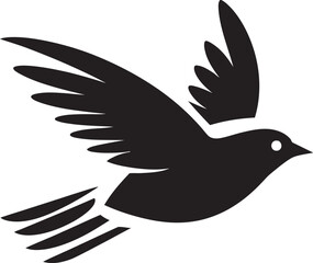 Chirpy Aerial Delight Black Vector Design Elegant Feathered Elegance Cute Icon