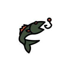 Fish Fishing Nature Filled Outline Icon