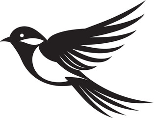 Skyward Flight Charm Black Bird Design Ethereal Feathered Delight Cute Vector