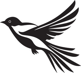 Serene Winged Euphoria Cute Vector Icon Majestic Flight Fantasia Black Bird Icon