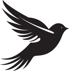 Aerial Feathered Symphony Cute Black Logo Graceful Avian Elegance Vector Bird Icon