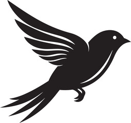 Upward Feathered Symphony Black Logo Chirpy Avian Elegance Cute Vector Bird