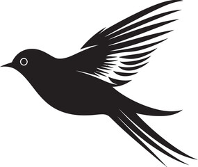 Graceful Avian Charm Vector Bird Icon Whimsical Feathered Fantasia Black Logo