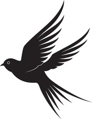 Radiant Flight Euphoria Cute Vector Upward Avian Symphony Black Bird Icon