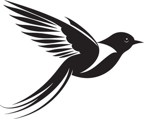 Dynamic Ascend Cute Black Logo Icon Ethereal Wings Flying Bird in Black