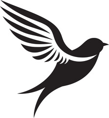 Airborne Flight Fantasia Cute Bird Icon Dynamic Avian Symphony Black Logo
