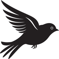 Ethereal Flight Grace Black Bird Logo Soothing Avian Symphony Vector Black