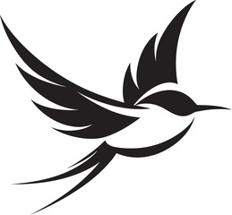 Skyward Feathered Elegance Cute Vector Ethereal Flight Grace Black Bird Logo