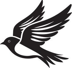 Whimsical Wingspan Vector Bird in Black Radiant Avian Charm Cute Black Logo