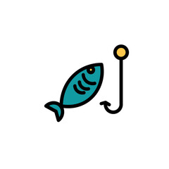 Camp Fishing Hook Filled Outline Icon