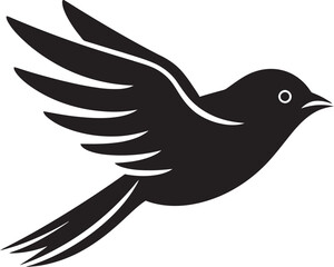 Graceful Flight Symphony Vector Bird Icon Ethereal Avian Elegance Black Logo Bird