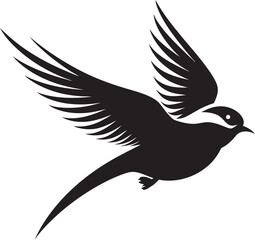 Graceful Feathered Soar Black Iconic Design Ethereal Avian Grace Cute Vector Bird