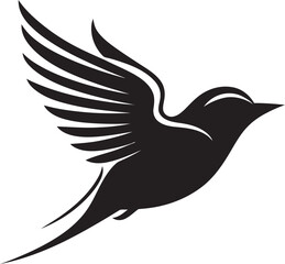 Radiant Flight Fantasia Vector Bird Graceful Feathered Soar Black Iconic Design