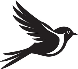 Skyward Serenade Cute Black Logo Design Whimsical Glide Vector Black Bird Icon