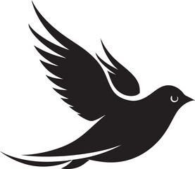 Skyward Serenade Cute Black Bird Icon Elevated Euphoria Flying Bird Vector