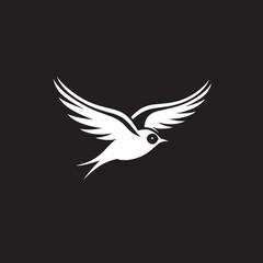 Elevated Euphoria Flying Bird Vector Airborne Charm Cute Black Logo Bird