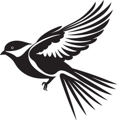 Fluttering Freedom Black Bird Vector Majestic Soar Cute Flying Bird Design