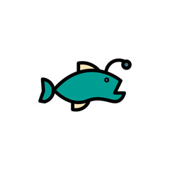 Anglerfish Sea Fish Filled Outline Icon