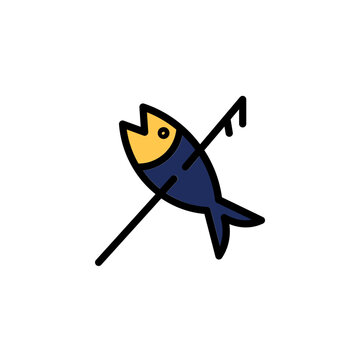 recommend clip art: Spear Hunting Fish Filled Outline Icon