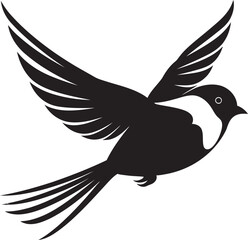 Feathered Serenade Cute Flying Bird Elevated Elegance Black Bird Vector