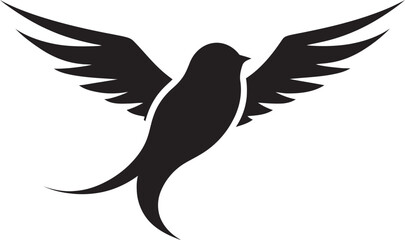 Skyward Elegance Vector Black Logo Feathered Freedom Cute Flying Bird Design