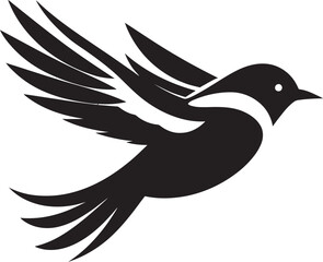 Graceful Soar Black Bird in Vector Dynamic Ascend Cute Black Bird Logo