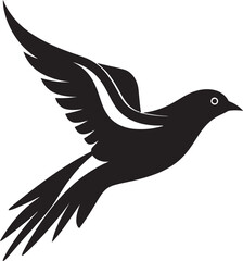Feathered Freedom Cute Flying Bird Design Graceful Soar Black Bird in Vector