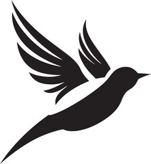 Fluttering Grace Vector Black Bird Icon Skyward Serenity Cute Flying Bird