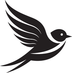 Ethereal Wingspan Flying Bird Vector Aerial Harmony Cute Black Logo Icon