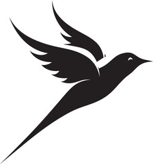Aerodynamic Beauty Flying Bird Vector Feathered Elegance Black Logo Icon