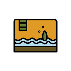 Aquarium Fish Tank Filled Outline Icon
