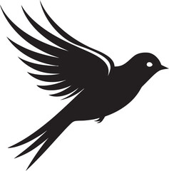 Fluttering Freedom Cute Black Bird Logo Skyward Symphony Vector Black Bird Icon